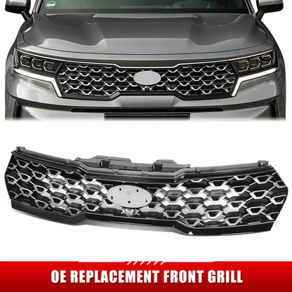 PARRILLA GRILLE - KA  SORETO 21-ON/ GRILLE ASS'Y/ PAINTED SILVER-GRAY/ W/BLACK MOULDING/ W/CAMERA H. (LX)//PARTS.NO,KI1200222//OEM NO,863A0R5200