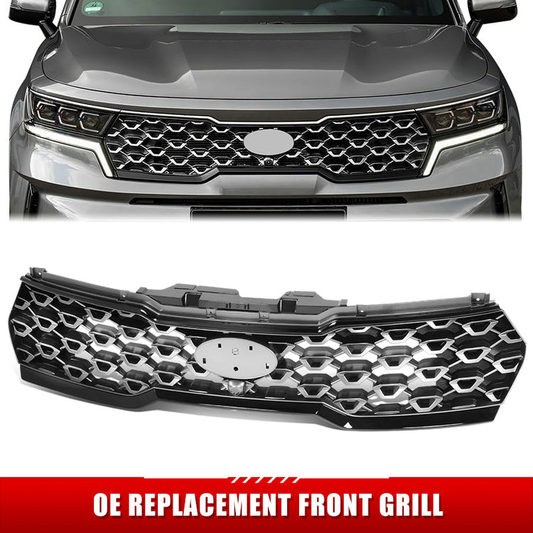 PARRILLA GRILLE - KA  SORETO 21-ON/ GRILLE ASS'Y/ PAINTED SILVER-GRAY/ W/BLACK MOULDING/ W/CAMERA H. (LX)//PARTS.NO,KI1200222//OEM NO,863A0R5200