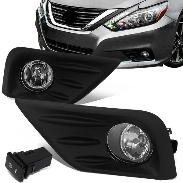 FAROS DE NIEBLA 16-18 NISSAN ALTIMA 4-DR - WITH SWITCH, BLACK BEZEL - CHROME / CLEAR