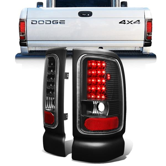FAROS TRASEROS 94-01 DODGE RAM 1500 / 94-02 DODGE RAM 2500 , 3500 - LED - BLACK / CLEAR
