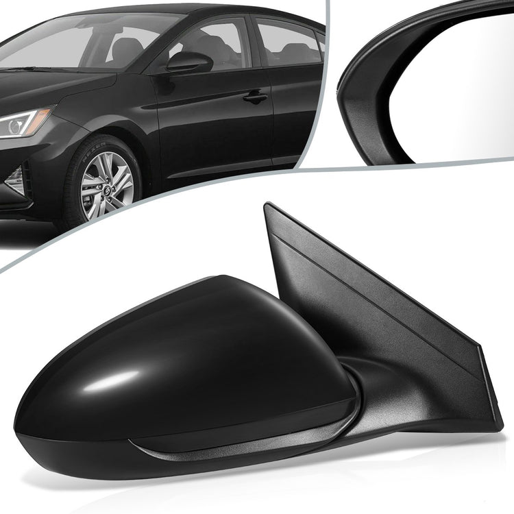 RETROVISOR MIRROR - OEM - 17-18 HYUNDAI ELANTRA - POWERED - FOLDING - BLACK MATERIAL - RIGHT