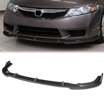 LIP FRONTAL 06-08 HONDA CIVIC SEDAN 4-DR - REQUIRES DRILLING BUMPER FOR INSTALLATION - 3PC - CARBON FIBER LOOK