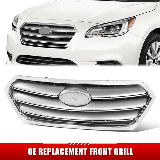 PARRILLA GRILLE - SB LGCY/OTBAK 15-19/ GRILLE ASS'Y 15-17/ PAINTED SILVER W/CHROME MLDG/ (LEGACY)//PARTS.NO,SU1200162//OEM NO,91121AL00A