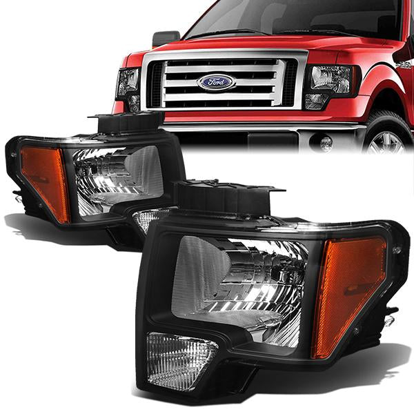 FAROS 09-14 FORD F-150 2/4-DR - FITS HALOGEN MODELS ONLY - DOES NOT FIT XENON OR HID MODEL - H13 LOW BEAM / HIGH BEAM / 3157A TURN SIGNAL - BLACK HOUSING / AMBER CORNER