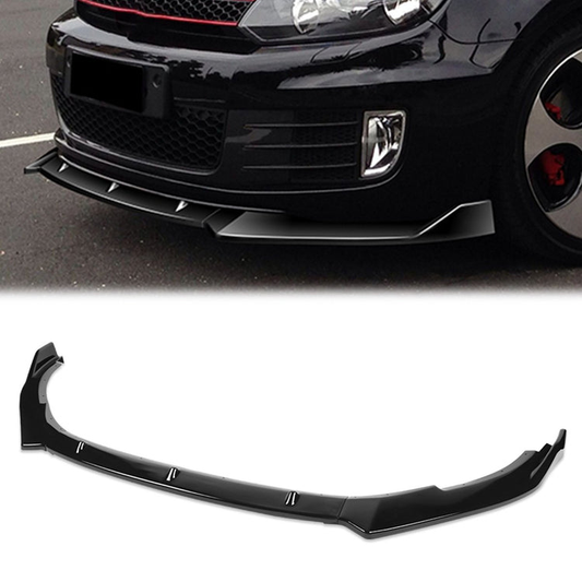 LIP FRONTAL 10-13 VOLKSWAGEN GOLF MK6 GTI - REQUIRES DRILLING BUMPER FOR INSTALLATION - 3PC - PAINTED GLOSS BLACK