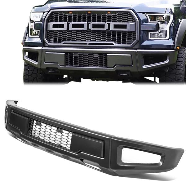 nan FRONT LOWER BUMPER - 15-18 FORD F-150 - RAPTOR STYLE W/ HONEYCOMB MESH GRILLE - BLACK