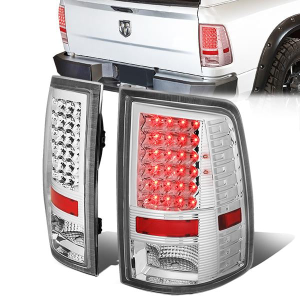 FAROS TRASEROS 09-17 DODGE RAM 1500 / 10-17 DODGE RAM 2500 , 3500 - LED - CHROME / CLEAR