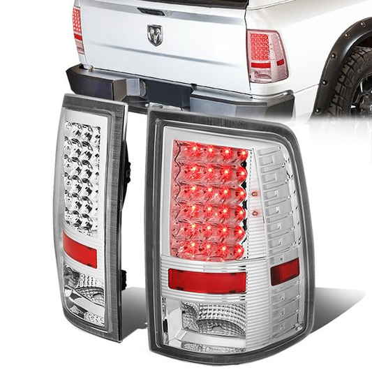 FAROS TRASEROS 09-17 DODGE RAM 1500 / 10-17 DODGE RAM 2500 , 3500 - LED - CHROME / CLEAR