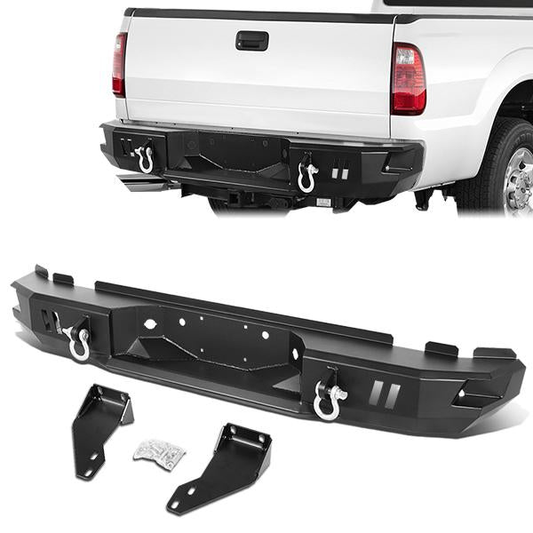 DEFENSA TRASERA OFF ROAD 99-16 FORD F-250, F-350 SUPER DUTY - W/ D-RING SHACKLES - BLACK