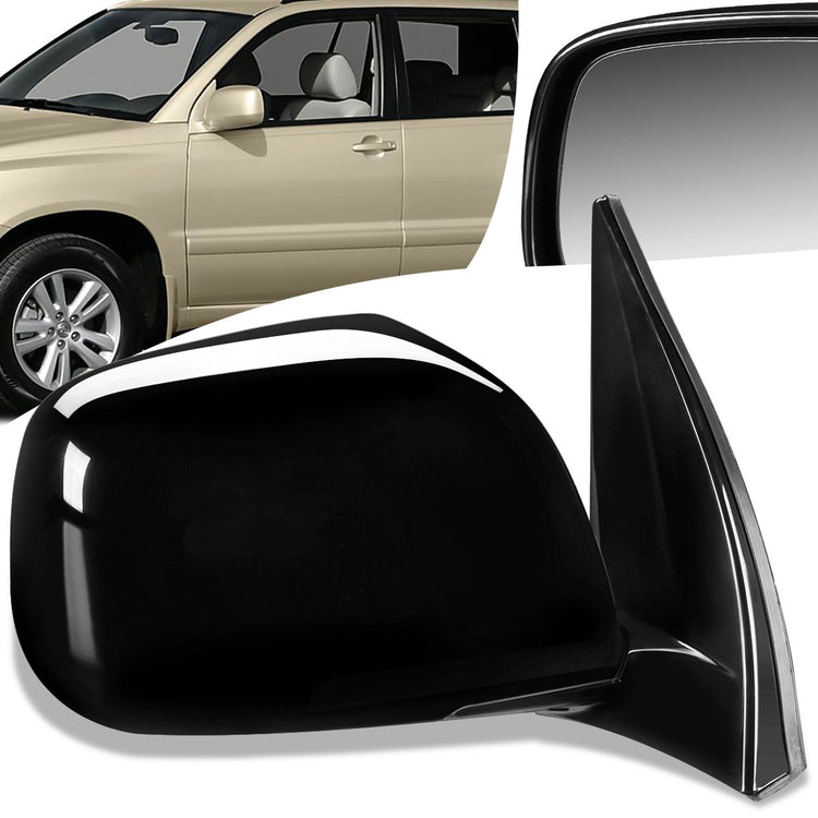 RETROVISOR MIRROR - OEM - 01-07 TOYOTA HIGHLANDER - POWERED - PAINTABLE - BLACK - RIGHT