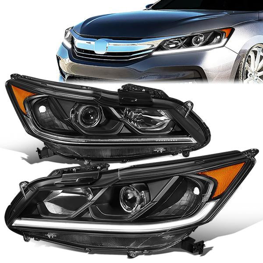 FAROS 16-17 HONDA ACCORD SEDAN - FITS EX, EX-L, SE SPORT MODELS WITH HALOGEN HEADLIGHTS & LED DRL - PROJECTOR - H11 LOW / 9005 HIGH / 7444NA SIGNAL - BLACK HOUSING / AMBER CORNER