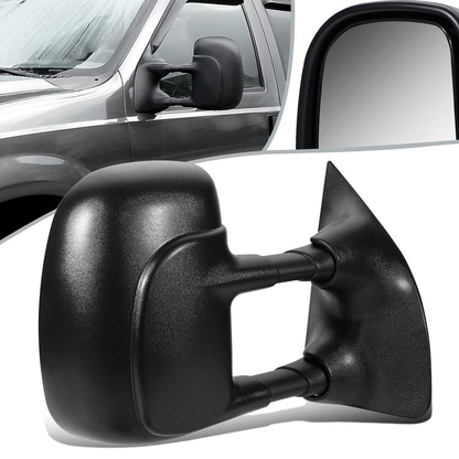 RETROVISOR MIRROR - OEM - 99-04 FORD F-350 / 00-05 FORD EXCURSION - MANUAL - FOLDING - W/ DUAL GLASS - W/ TOW PACKAGE - TEXTURED - BLACK - RIGHT