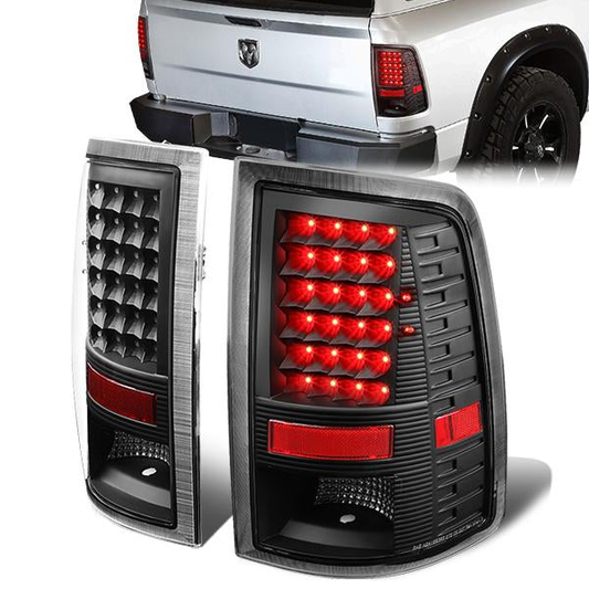 FAROS TRASEROS 09-17 DODGE RAM 1500 / 10-17 DODGE RAM 2500 , 3500 - LED - BLACK / CLEAR
