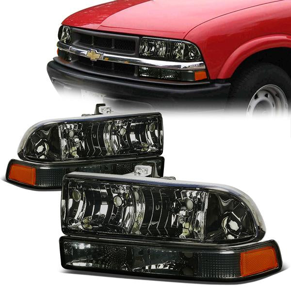 FAROS 98-04 CHEVY S10 / BLAZER - 4PC - 9006 LOW BEAM / 9005 HIGH BEAM - SMOKE HOUSING / AMBER CORNER