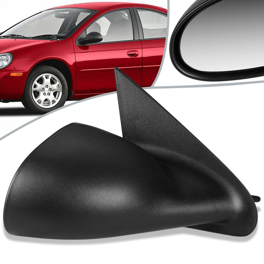 RETROVISOR MIRROR - OEM - 00-05 DODGE NEON / 00-01 PLYMOUTH NEON - MANUAL - PAINTABLE - BLACK - RIGHT