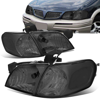 FAROS 97-05 CHEVY VENTURE / 97-04 OLDSMOBILE SILHOUETTE / 99-05 PONTIAC MONTANA / 97-99 PONTIAC TRANS SPORT 3/4-DOOR - 4PC - SMOKE HOUSING / CLEAR CORNER - 9004 LOW BEAM / HIGH BEAM