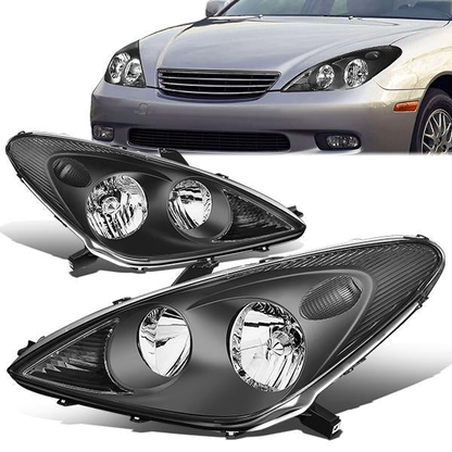 FAROS 02-03 LEXUS ES300 / 04 LEXUS ES330 - BLACK HOUSING / CLEAR CORNER - H7 LOW BEAM / 9005 HIGH BEAM