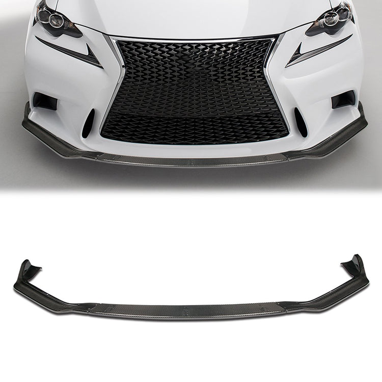LIP FRONTAL 14-16 LEXUS - FITS 1S350, IS250 F-SPORT ONLY - REQUIRES DRILLING BUMPER FOR INSTALLATION - 3PC - REAL CARBON FIBER