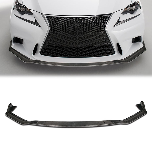 LIP FRONTAL 14-16 LEXUS - FITS 1S350, IS250 F-SPORT ONLY - REQUIRES DRILLING BUMPER FOR INSTALLATION - 3PC - REAL CARBON FIBER