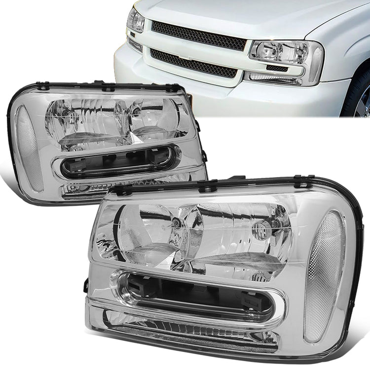 FAROS 02-09 CHEVY TRAILBLAZER / 02-05 TRAILBLAZER EXT - 9006 LOW BEAM / 9005 HIGH BEAM / 3757A TURN SIGNAL - CHROME HOUSING / CLEAR CORNER