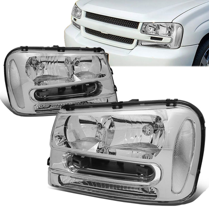 FAROS 02-09 CHEVY TRAILBLAZER / 02-05 TRAILBLAZER EXT - 9006 LOW BEAM / 9005 HIGH BEAM / 3757A TURN SIGNAL - CHROME HOUSING / CLEAR CORNER