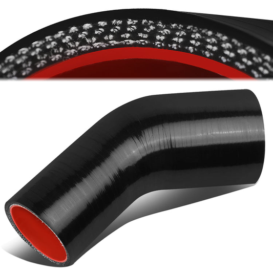 COPLE DE SILICON 3-PLY - 2.50" TO 3.00" REDUCER W/ 45 DEGREE - BLACK / RED - RM7-3