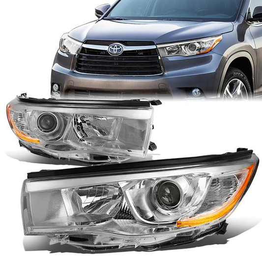 FAROS 14-16 TOYOTA HIGHLANDER - PROJECTOR - 9005 LOW BEAM / H11 HIGH BEAM / 7444NA TURN SIGNAL - CHROME HOUSING / AMBER CORNER