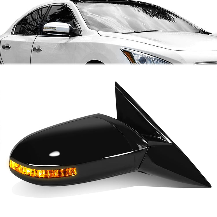 RETROVISOR MIRROR - OE STYLE - NISSAN MAXIMA 09-15 - WITH POWER WITH HEATED GLASS WITH SIGNAL WITH MEMORY - PASSENGER SIDE - PAINT TO MATCH - BLACK