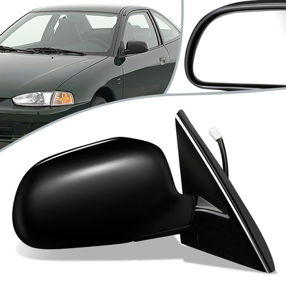 RETROVISOR MIRROR - OEM - 97-02 MITSUBISHI LANCER, MIRAGE - POWERED - FOLDING - BLACK MATERIAL - RIGHT