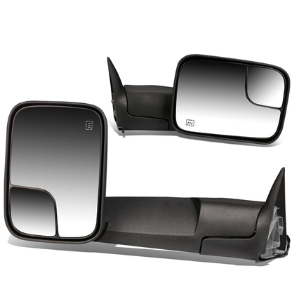 RETROVISORES EXTENDIBLES TOWING MIRROR - 98-02 DODGE RAM - PAIR - POWERED W/ HEATED W/O SIGNAL - BLACK