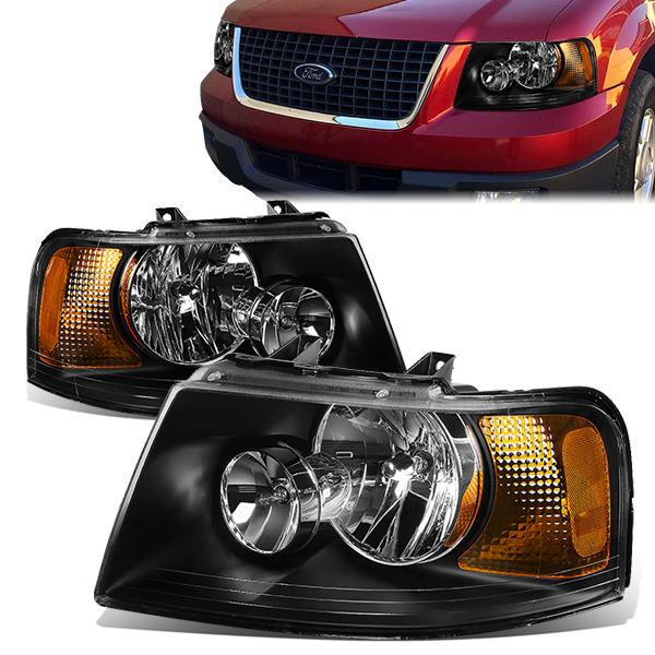 FAROS 03-06 FORD EXPEDITION 4-DOOR - 9006 LOW BEAM / 9005 HIGH BEAM - BLACK HOUSING / AMBER CORNER