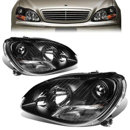 FAROS 00-06 MERCEDES-BENZ S-CLASS W220 4-DOOR - PROJECTOR - BLACK HOUSING - H7 LOW BEAM / HIGH BEAM