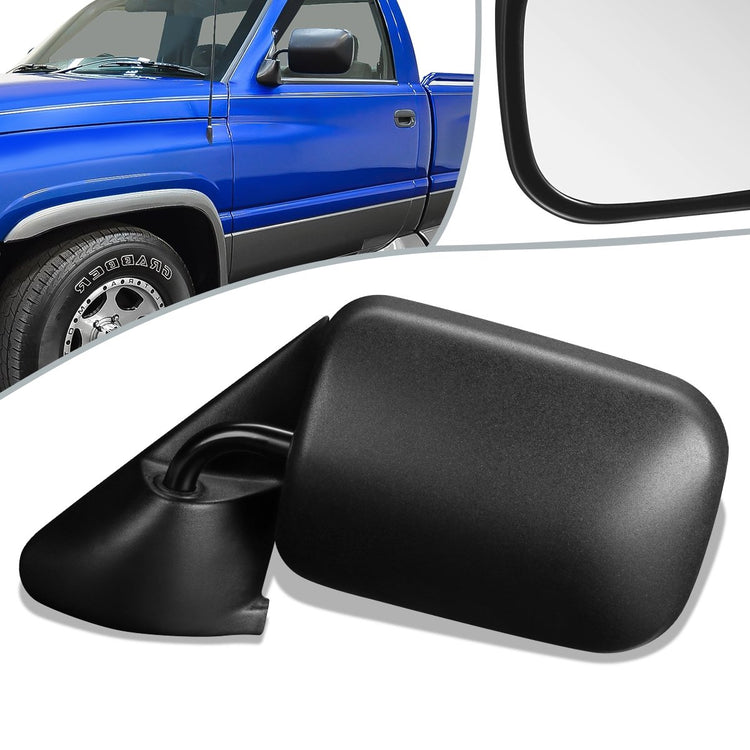 RETROVISOR MIRROR - 94-97 DODGE RAM 1500, 2500, 3500 - MANUAL - OEM - LEFT - TEXTURED/BLACK