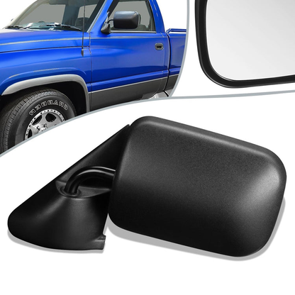 RETROVISOR MIRROR - 94-97 DODGE RAM 1500, 2500, 3500 - MANUAL - OEM - LEFT - TEXTURED/BLACK