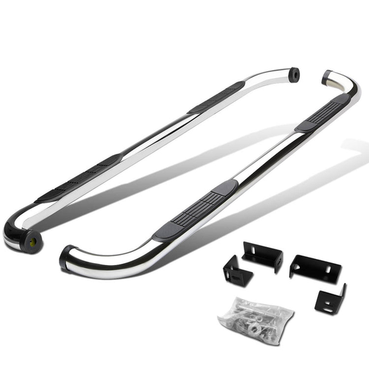 ESTRIBOS 3" - ROUND - 90 DEG - 04-14 CHEVY COLORADO / 04-12 GMC CANYON - CREW CAB - SILVER