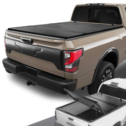 TAPADERA DE CAJUELA TONNEAU COVER - HARD TRI-FOLD - 04-15 NISSAN TITAN - FITS MODELS WITH OR WITHOUT UTILITY RACK - FITS 6.7FT FLEETSIDE / STYLESIDE BED MODELS ONLY