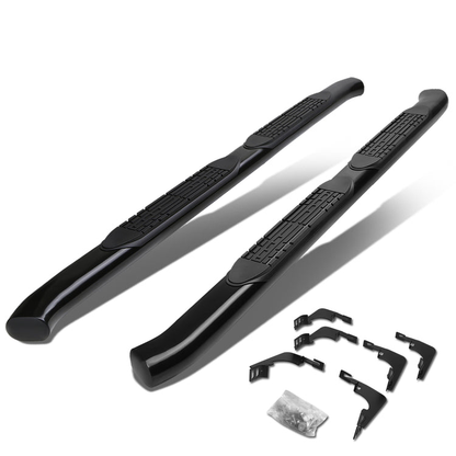 ESTRIBOS 4" - OVAL - 45 DEG - 15-24 CHEVY COLORADO, GMC CANYON - EXTENDED CAB - BLACK