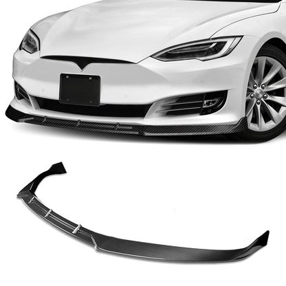LIP FRONTAL 16-20 TESLA MODEL S - REQUIRES DRILLING BUMPER FOR INSTALLATION - 3PC - CARBON FIBER LOOK