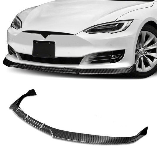 LIP FRONTAL 16-20 TESLA MODEL S - REQUIRES DRILLING BUMPER FOR INSTALLATION - 3PC - CARBON FIBER LOOK