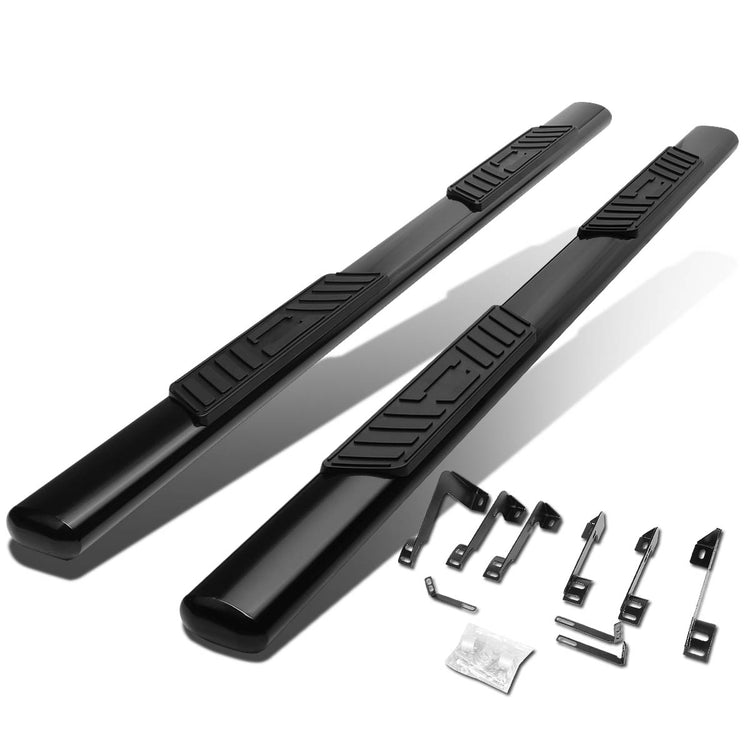 ESTRIBOS 5" - OVAL - STRAIGHT - 99-16 CHEVY SILVERADO 1500, 2500, 3500, GMC SIERRA 1500, 2500, 3500 - EXTENDED CAB - BLACK