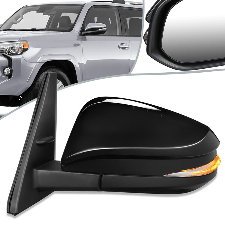 RETROVISOR MIRROR - OEM - 14-20 TOYOTA 4RUNNER - POWERED - HEATED - FOLDING - W/ SIGNAL LIGHT - W/ PUDDLE LIGHT - BLACK MATERIAL - LEFT
