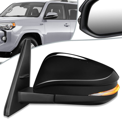 RETROVISOR MIRROR - OEM - 14-20 TOYOTA 4RUNNER - POWERED - HEATED - FOLDING - W/ SIGNAL LIGHT - W/ PUDDLE LIGHT - BLACK MATERIAL - LEFT