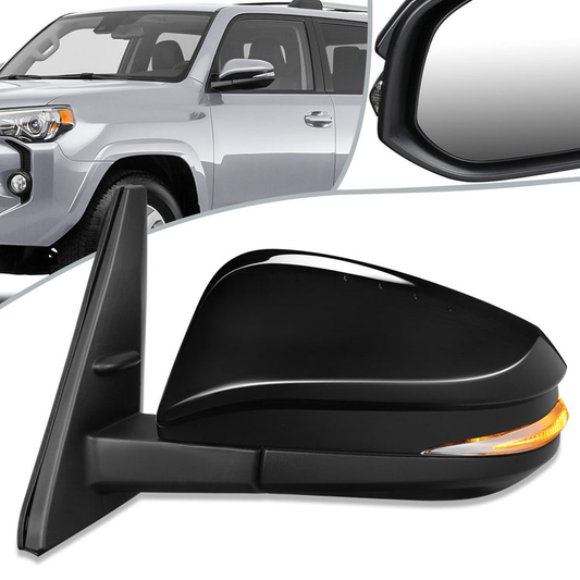 RETROVISOR MIRROR - OEM - 14-20 TOYOTA 4RUNNER - POWERED - HEATED - FOLDING - W/ SIGNAL LIGHT - W/ PUDDLE LIGHT - BLACK MATERIAL - LEFT
