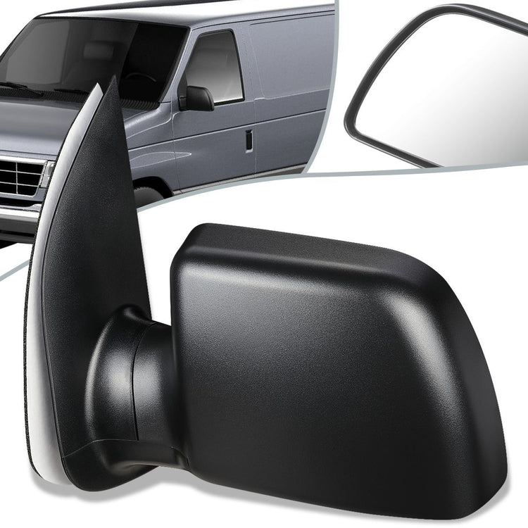 RETROVISOR MIRROR - OEM - 94-04 FORD E-150, E-250, E-350, E-450, E-550 / 99-04 FORD ECONOLINE / 96-99 FORD ECONOLINE SUPER DUTY - POWERED - TEXTURED - BLACK - LEFT