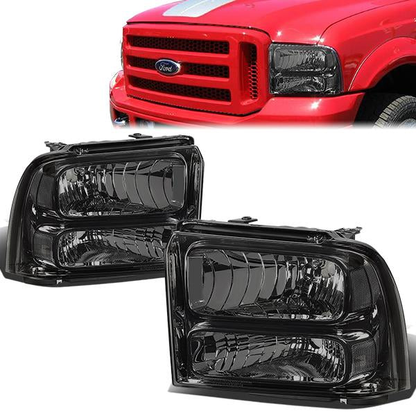 FAROS 05-07 FORD F-250, F-350, F-450, F-550 2/4-DOOR SUPER DUTY - H13 LOW BEAM / HIGH BEAM - SMOKE HOUSING / CLEAR CORNER