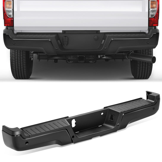 BURRERA TRASERA 17-22 FORD F-250 SUPER DUTY / 17-22 FORD F-350 SUPER DUTY - WITH PARKING ASSIST SENSOR HOLES - BLACK