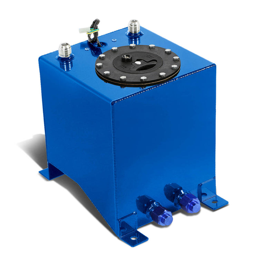 TANQUE DE GASOLINA FUEL CELL - GAS TANK WITH LEVEL SENDER - 2.5 GALLON - ALUMINUM - BLACK CAP - BLUE
