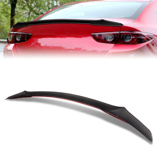 SPOILER CAR TRUNK SPOILER - 19-21 MAZDA 3 - FITS SEDAN MODELS - CARBON FIBER BLACK