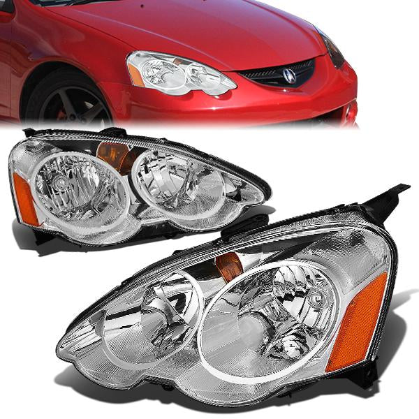 FAROS 02-04 ACURA RSX 2-DOOR - CHROME HOUSING / AMBER CORNER - H1 LOW BEAM / HIGH BEAM