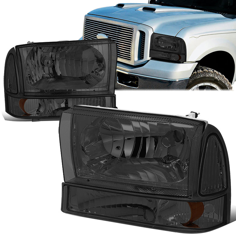FAROS 99-04 FORD SUPER DUTY F-250, F-350, F-450, F-550 2/4-DR - 4PC - 9007 LOW BEAM / HIGH BEAM / 3157A TURN SIGNAL - SMOKE HOUSING / AMBER CORNER